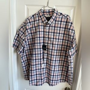 Jos. A. Bank button shirt, traditional fit, 4x, blue & mauve checkered, NWT, #18